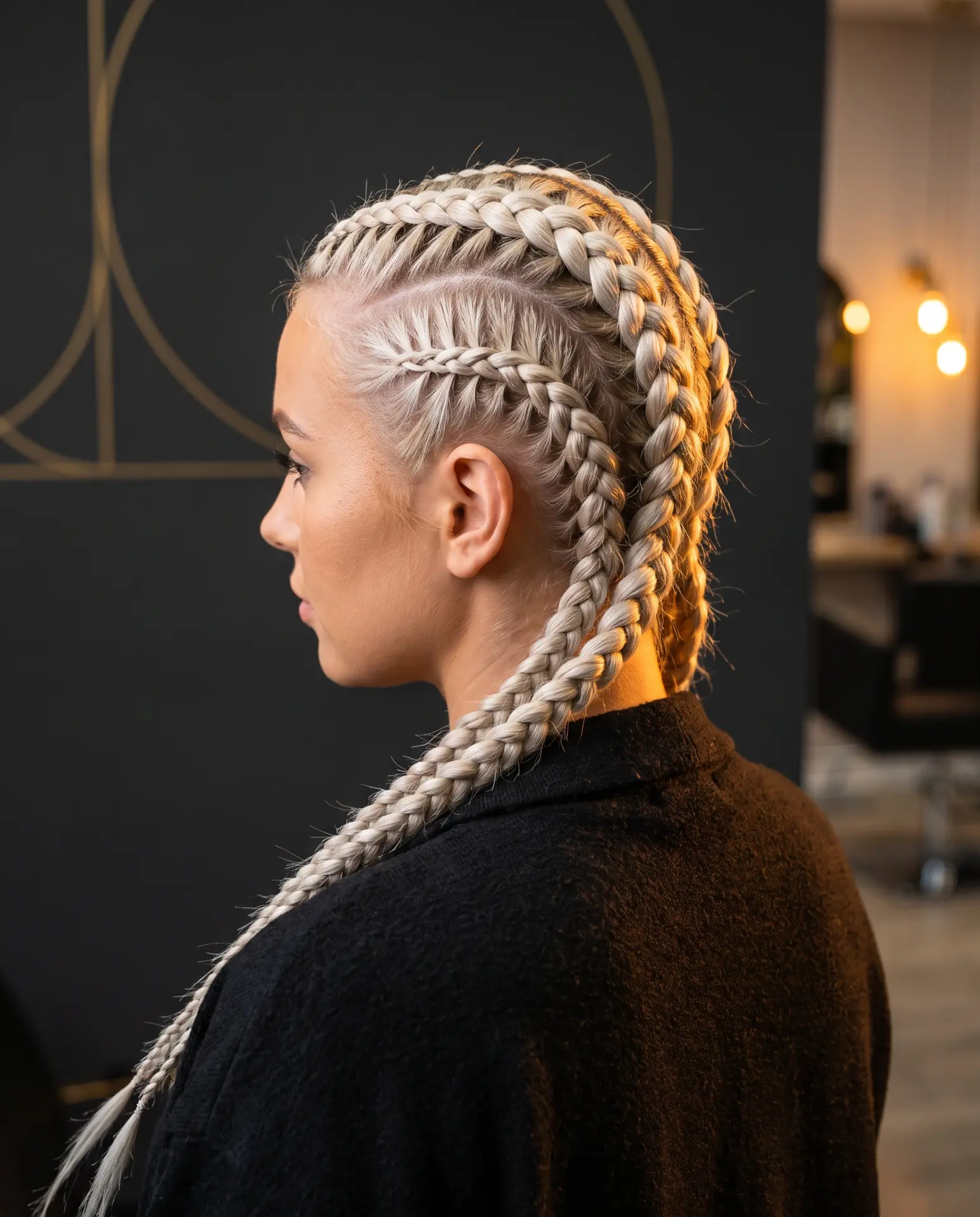 Cornrows rubias vistas de perfil